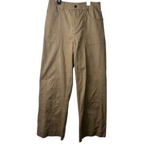 Kookai Wide Leg Pants Size US 8 AU 12 Beige Camel Pockets Cotton Australia D4